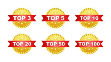 Top 3, 5, 10, 20, 50, 100 rating chart. Best in the ranking. vector