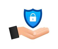 Cyber security Motion graphics logo with shield and check mark. Hands holding cyber secure sign. Internet security. Motion graphics 4k vector