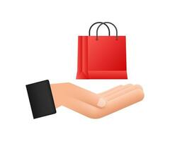 Online shopping e commerce concept with online shopping and marketing icon. Hands holding shopping bags. Motion graphics 4k vector