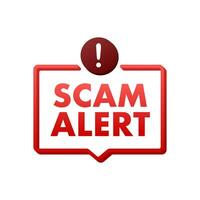 Banner with red scam alert. Attention sign. Cyber security icon. Caution warning sign sticker. Flat warning symbol. Motion graphics 4k vector