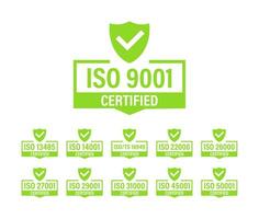 Set of ISO Certification stamp and labels. ISO Certified badge. Information security management vector