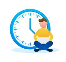 Free time. Flexible working hours. Working from home. Vector stock illustration.