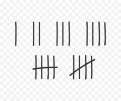 Tally marks on the wall isolated. Counting characters. Vector stock illustration