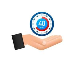 The 40 minutes, stopwatch Motion graphics hand icon. Stopwatch icon in flat style, timer on white background. Motion graphics 4k vector