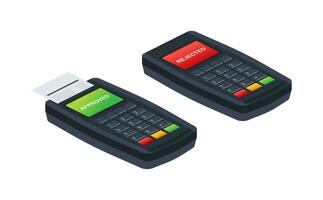 POS Terminal, Paper Receipt. Approved, Rejected Payment. NFC Payments Device. vector