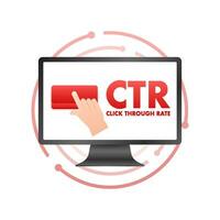 CTR - Click through rate sign, label. Hand Click. Vector stock illustration