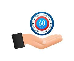 The 60 minutes, stopwatch Motion graphics hand icon. Stopwatch icon in flat style, timer on white background. Motion graphics 4k vector