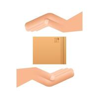 Carton parcel box in hands. Shipping delivery symbol. Gift box icon. Motion graphics 4k vector