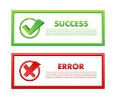 Success and Error message. Approved and Rejected UX web elements. Notification message boxes. vector