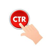 CTR - Click through rate sign, label. Hand Click. Vector stock illustration