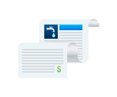 Water utility bill icon. Vector stock illustration.