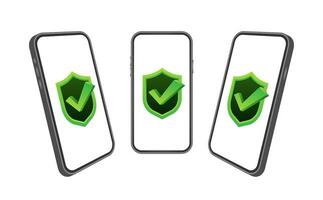 Data Protection on smartphone, privacy, and internet security. Vector stock illustration.