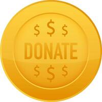 Vector donate concept hand and money button in flat style. Vector stock illustration.