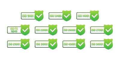 Set of ISO Certification stamp and labels. ISO Certified badge. Information security management vector