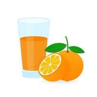 Icon of drink with fruit. Orange juice on white background. Vector stock illustration.