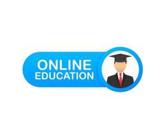 Online education concept banner. Online training courses. Tutorials, e learning. Vector stock illustration.