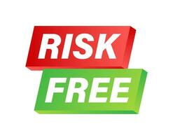 riesgo gratis, garantizar etiqueta en blanco antecedentes. vector ilustración