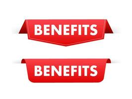 Benefits Red Label. Red Web Ribbon. stock illustration. vector