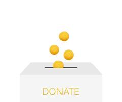 Charity, donation concept. Donate money with box Business, finance. Vector stock illustration.