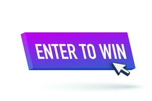 3d enter to win button for web background design. Click button isolated 4k vector