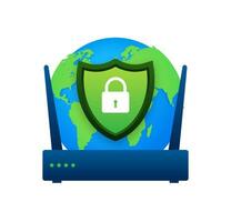 Secure connection icon vector illustration isolated on white background, flat style secured ssl shield symbols.