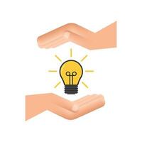 Light bulb icon with hands. lamp, incandescent bulb. Motion graphics 4k vector