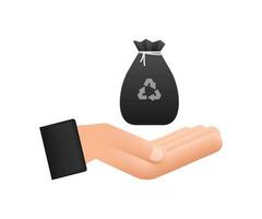 Garbage bag in hands icon. Trash bag. Motion graphics 4k vector