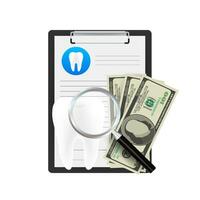 Dental care concept. Medical clipboard. Dental insurance. stock illustration vector