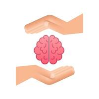 Psychology, emotion and psychotherapy concept. Human hand hold human brain. Motion graphics 4k vector