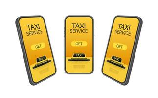 Get a taxi. Taxi banner. Online mobile application order taxi service horizontal illustration. Vector stock illustration.