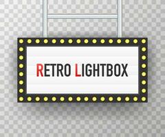 Retro lightbox billboard vintage frame. Lightbox with customizable design. Classic banner for your projects or advertising. Vector stock illustration.