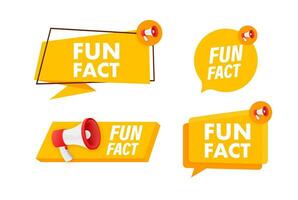 Megaphone label set with text fun fact. Megaphone in hand promotion banner. Marketing and advertising vector