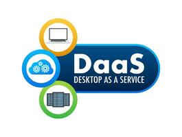 Daas - escritorio como un servicio. nube establecido software. vector valores ilustración.