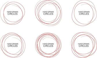 Set hand drawn ovals, felt tip pen circles. Rough vector frame elements. Vector stock illustration.