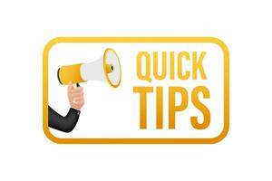 Megaphone Hand, business concept with text quick tips 4k vector