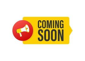 Megaphone label with coming soon. Neon style. Megaphone banner. Web design. Motion graphics . 4k vector