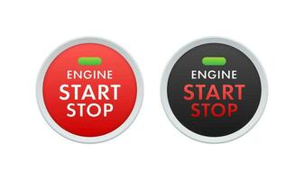 Car engine start stop button. Starting and stopping switch for motor vehicles. vector