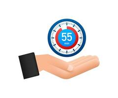 The 55 minutes, stopwatch Motion graphics hand icon. Stopwatch icon in flat style, timer on white background. Motion graphics 4k vector