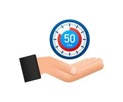 The 50 minutes, stopwatch with hands icon. Stopwatch icon in flat style, timer on white background. Motion graphics 4k vector