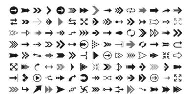 Arrows big black set icons. Arrow icon. Arrows for web design, mobile apps, interface and more. Vector stock illustration.