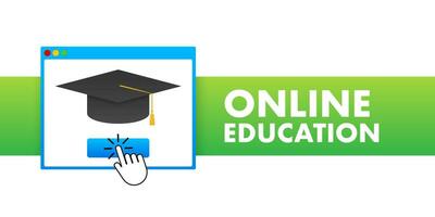 E-learning, Online education concept banner. Online training courses. Tutorials. Vector illustration