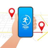 Activity and fitness tracker app. App for morning jogging or fitness. Walk steps. vector