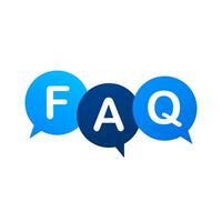 Frequently asked questions FAQ banner. Computer with question icons. Vector stock illustration.