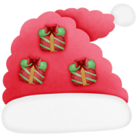 Christmas santa claus hat with gift isolated on transparent background png