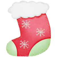 red christmas sock with snowflakes isolated on transparent background png