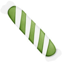 Green Christmas candy cane isolated on transparent background png