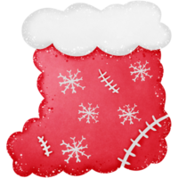 vermelho Natal meia com flocos de neve isolado em transparente fundo png