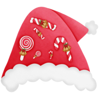 Noël Père Noël claus chapeau avec bonbons canne isolé sur transparent Contexte png