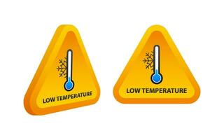 bajo temperatura advertencia signo. hielo frío símbolo. bajo cero termómetro vector