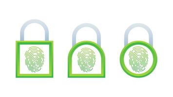 Cyber security fingerprint on lock. Security shield concept. Internet security. Vector stock illustration.